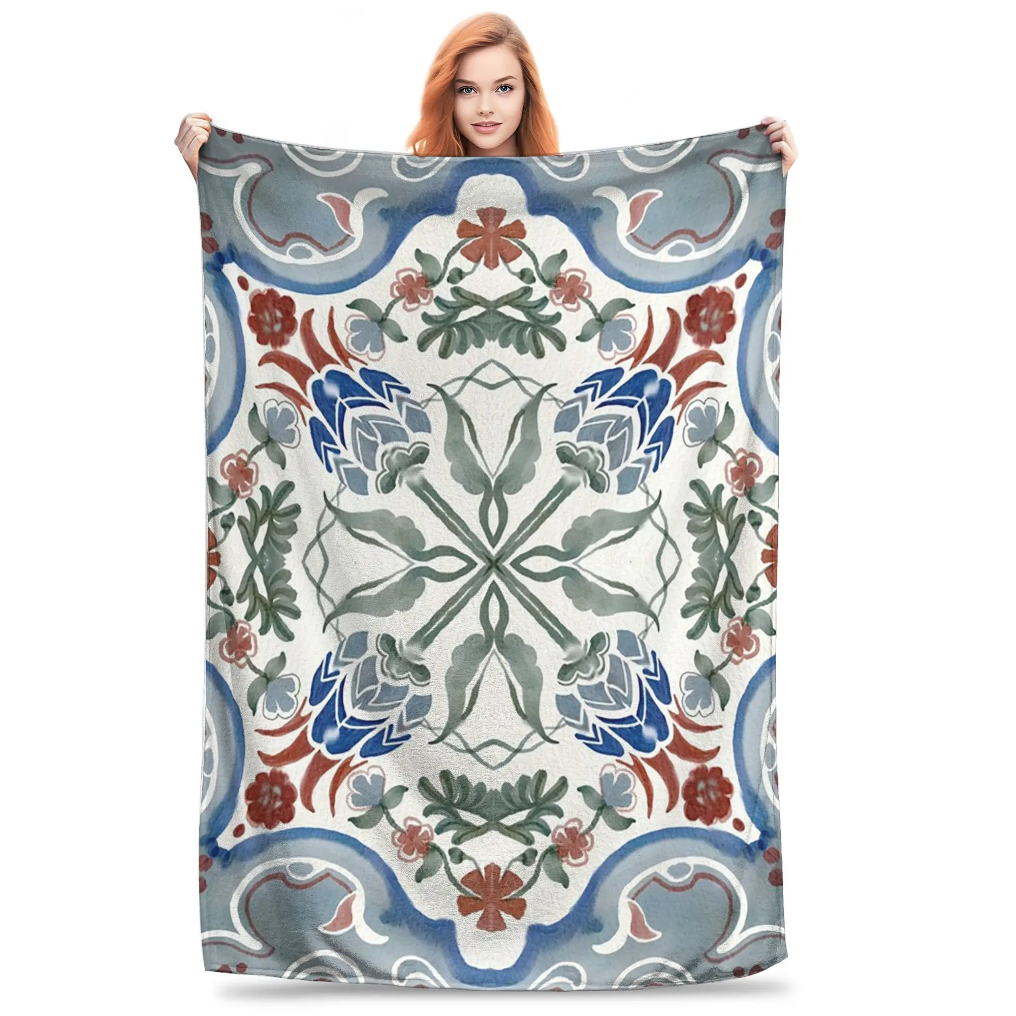 Flannel Throw Blanket Oriental Tile Floral Watercolor Ornament Pattern Warm Plush Blankets Soft Bedding for Bed Living room Home
Flannel Throw Blanket Oriental Tile Floral Watercolor Ornament Pattern Warm Plush Blankets Soft Bedding for Bed Living room Home
