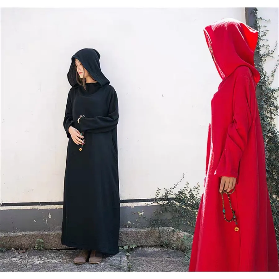 Women's Hooded Dress Autumn Winter Cotton Linen Long Sleeve Maxi Dresses Loose Casual Dress Vintage Solid Color Oversize Dress
Women's Hooded Dress Autumn Winter Cotton Linen Long Sleeve Maxi Dresses Loose Casual Dress Vintage Solid Color Oversize Dress