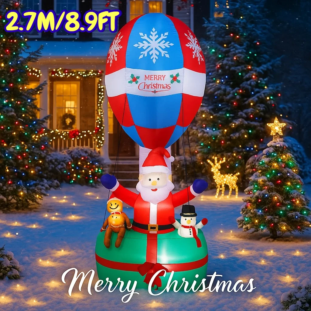 2.7M/8.9FT Santa Claus Hot Air Balloon Gingerbread Snowman Christmas Decorations Home Inflatable Toys with LED Lights Yard Xmas
2.7M/8.9FT Santa Claus Hot Air Balloon Gingerbread Snowman Christmas Decorations Home Inflatable Toys with LED Lights Yard Xmas