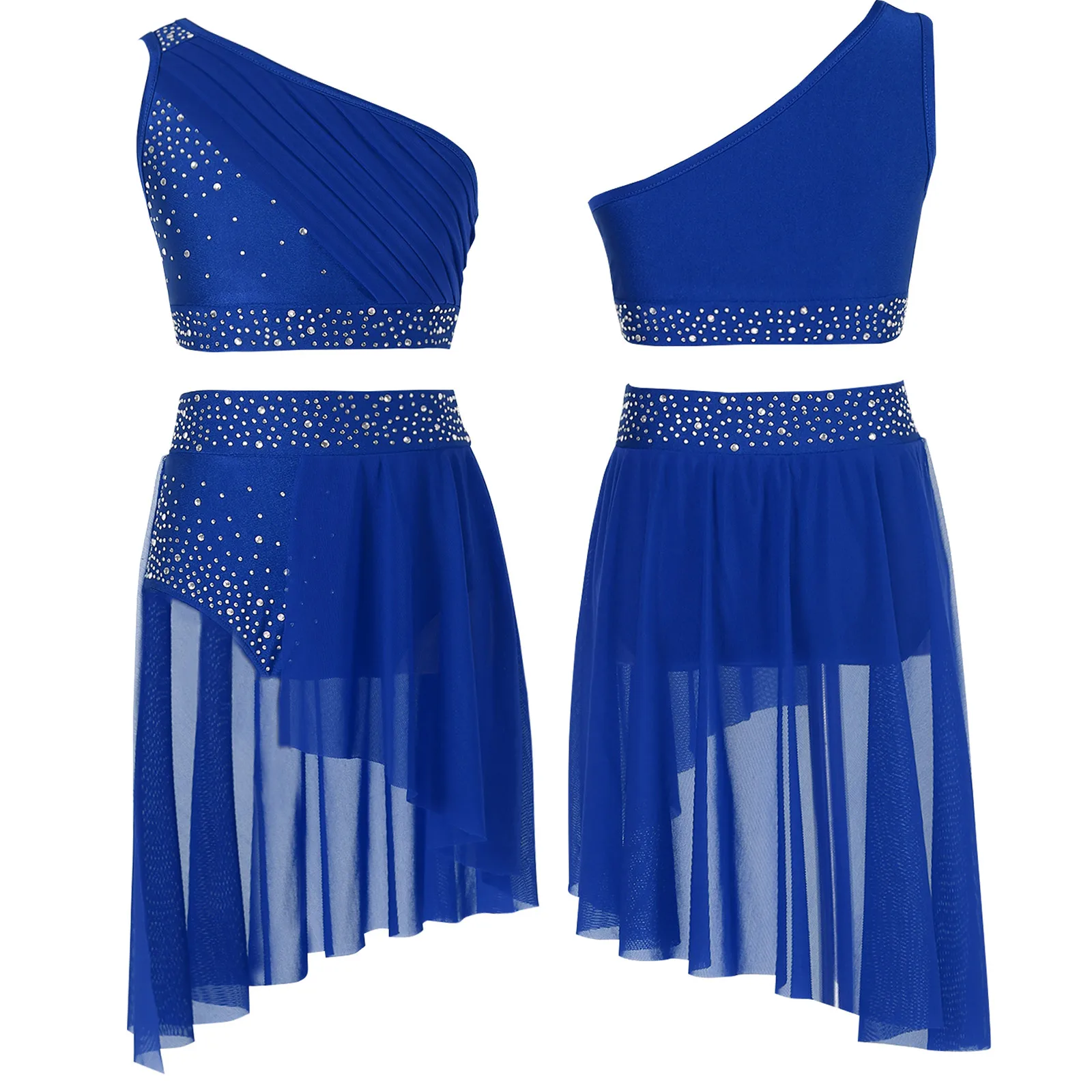 Kids Girls Ballet Dance Sets Lyrical Dancewear Mesh Modern Contemporary Set Rhinestone One Shoulder Crop Top and Skirted Briefs
Kids Girls Ballet Dance Sets Lyrical Dancewear Mesh Modern Contemporary Set Rhinestone One Shoulder Crop Top and Skirted Briefs