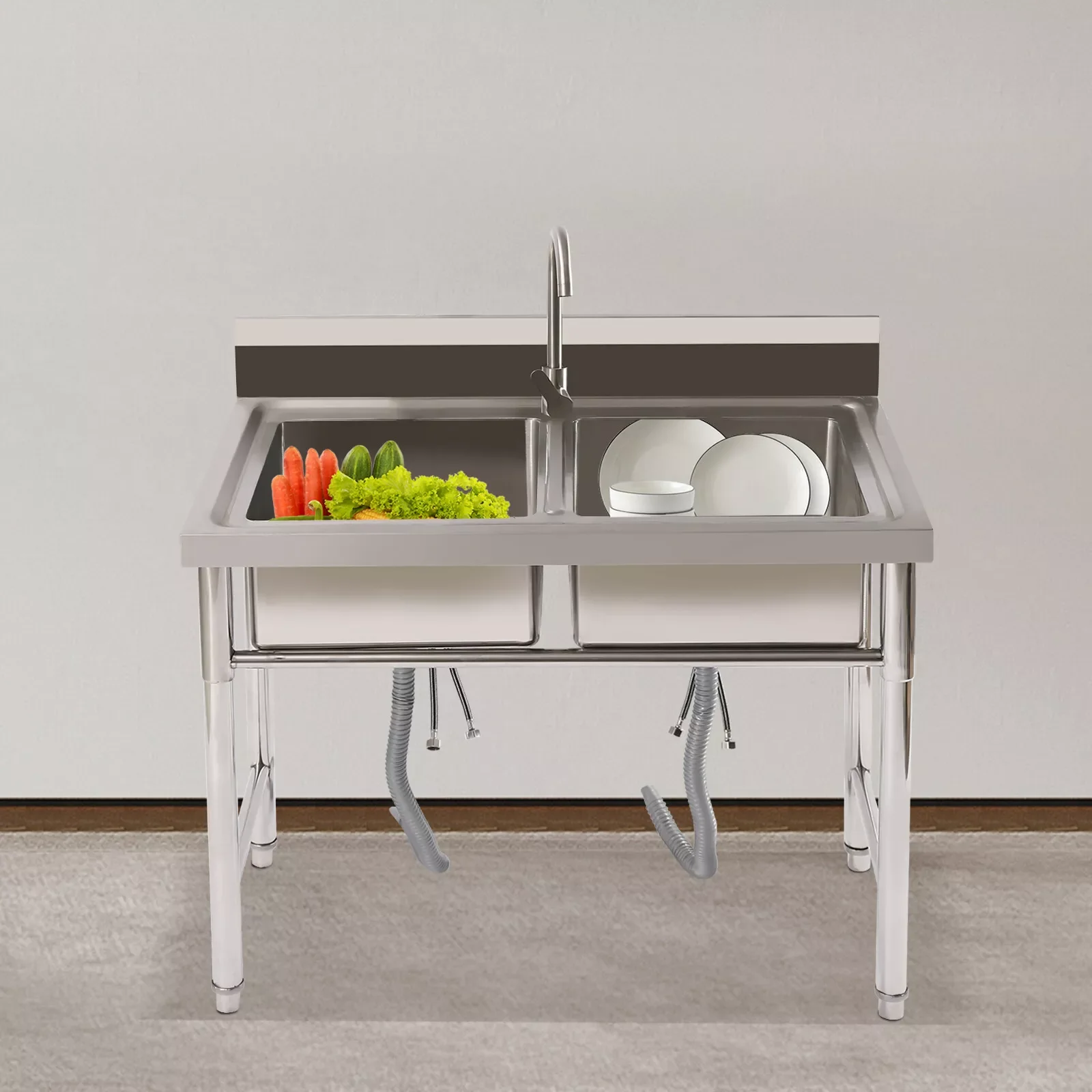 2 Compartment Commercial Restaurant Utility Kitchen Sink Double Compartment Stainless Steel with Faucet
2 Compartment Commercial Restaurant Utility Kitchen Sink Double Compartment Stainless Steel with Faucet