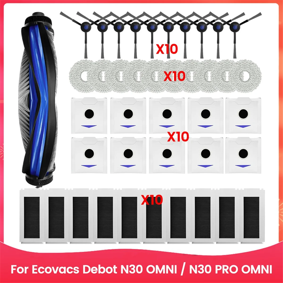 Hot 41PCS Brush Filter Dust Bag and Mop Cloth Kit for Debot N30 Omni N30 Pro Omni Vacuum Cleaner Replacement Parts
Hot 41PCS Brush Filter Dust Bag and Mop Cloth Kit for Debot N30 Omni N30 Pro Omni Vacuum Cleaner Replacement Parts
