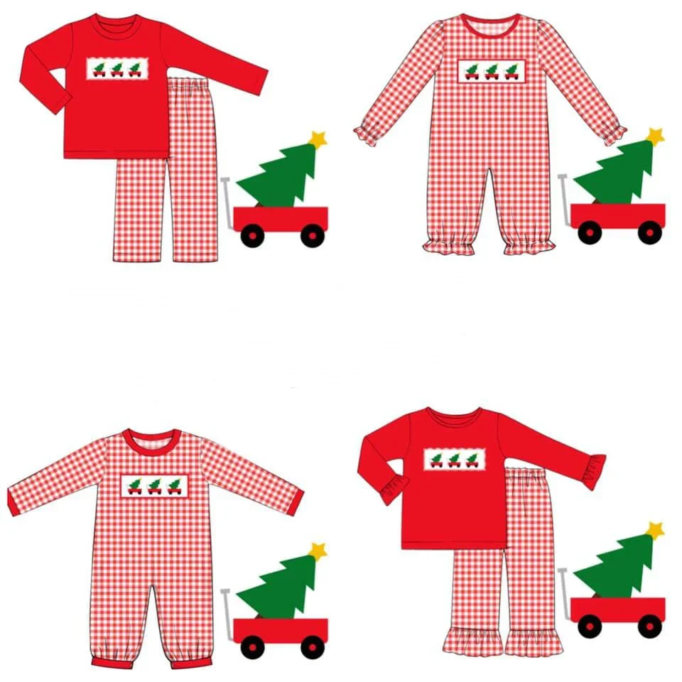 New Christmas milk silk long-sleeved lace car tree print trousers lace girls boys plaid set baby jumpsuit
New Christmas milk silk long-sleeved lace car tree print trousers lace girls boys plaid set baby jumpsuit