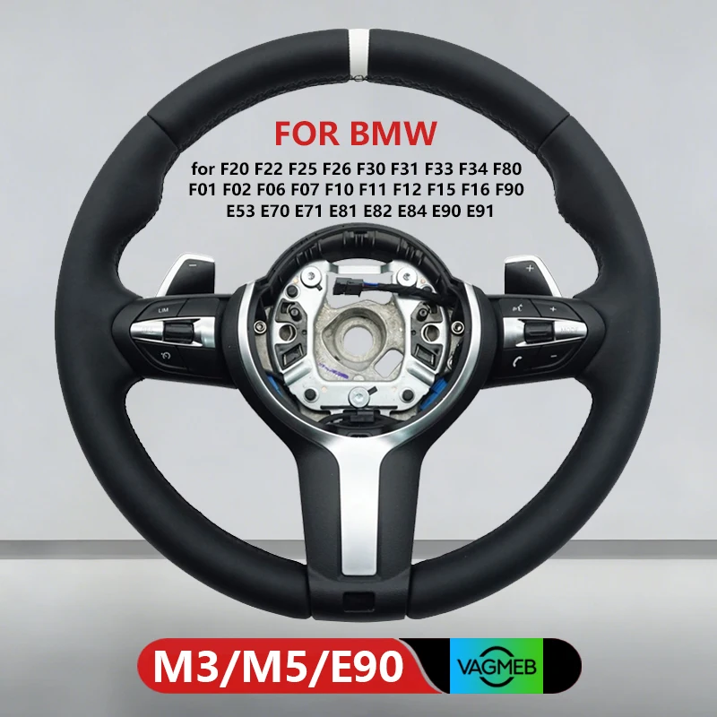 for BMW F30 F32 F36 F20 F23 F22 F15 F10 F02 F07 F11 F12 E70 E71 E90 Modify M3 M5 White Stripe M Sport Steering Wheel with Paddle
for BMW F30 F32 F36 F20 F23 F22 F15 F10 F02 F07 F11 F12 E70 E71 E90 Modify M3 M5 White Stripe M Sport Steering Wheel with Paddle