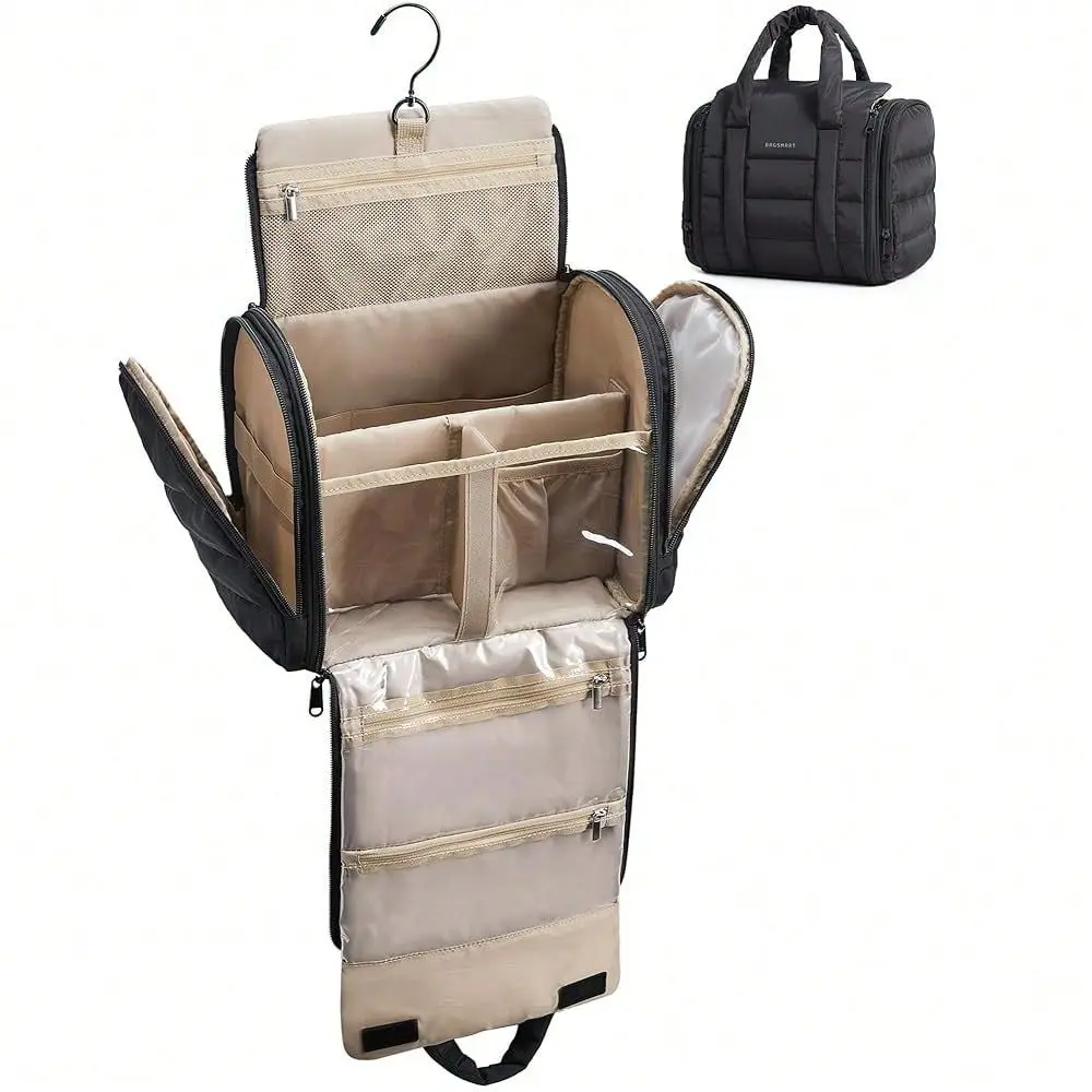 Toiletry Bag With Removable Partition, Puffy WaterResistant Fabric Hanging Organizer For FullSize Toiletries, Accessories, Blac
Toiletry Bag With Removable Partition, Puffy WaterResistant Fabric Hanging Organizer For FullSize Toiletries, Accessories, Blac