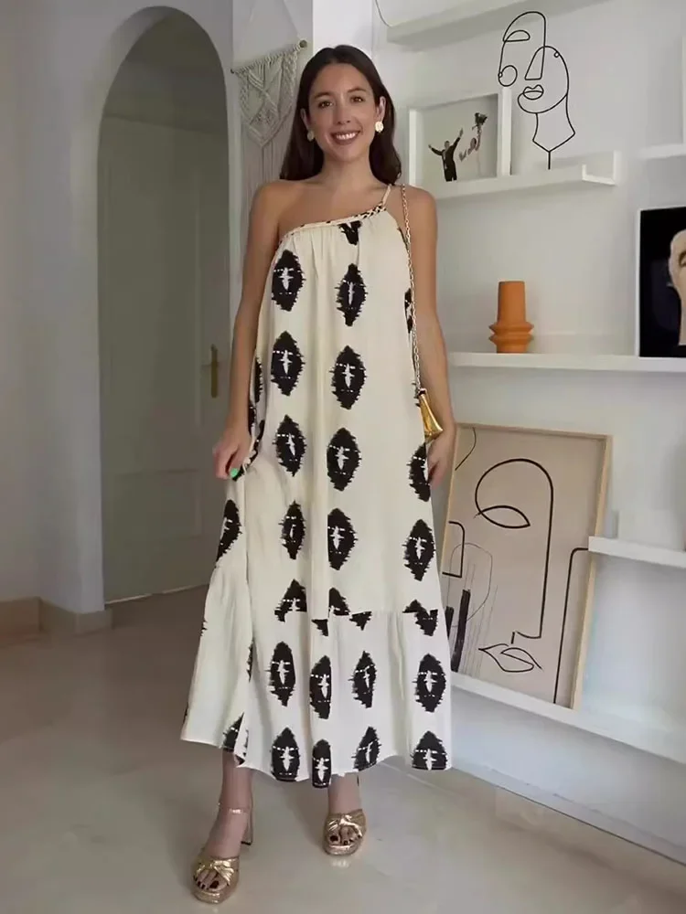 2024 Summer Women Beach Dress Casual Print Lace Up One Shoulder Sleeveless Sexy Party Dresses Female Elegant Holiday Vestido
2024 Summer Women Beach Dress Casual Print Lace Up One Shoulder Sleeveless Sexy Party Dresses Female Elegant Holiday Vestido