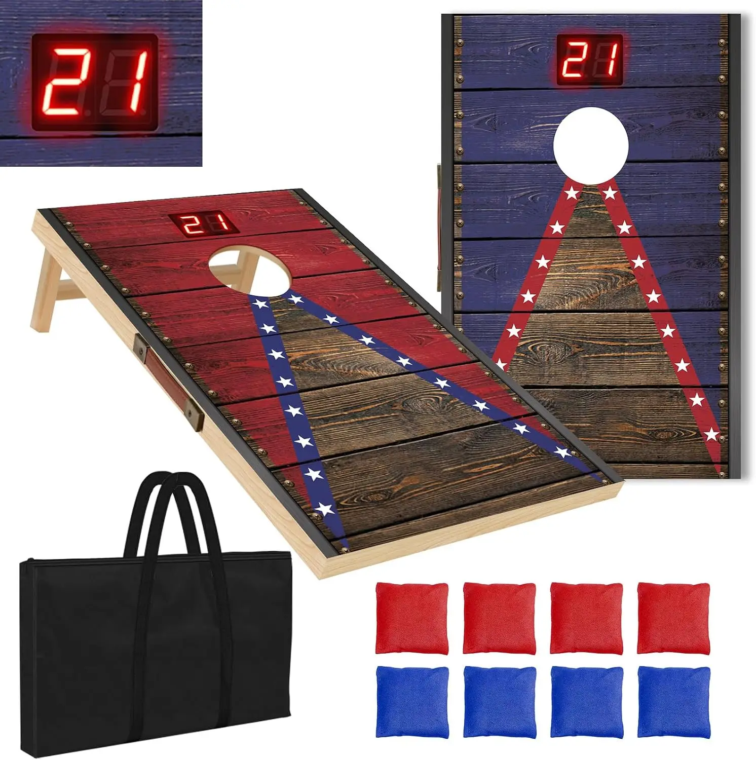 Electronic Cornhole Board Set 4x2ft, 3x2ft, 2x1ft, Automatic Scoring, Wooden Portable with 8 Bean Bags & Carrying Bag for Outdoor, Tailgate, Party
Electronic Cornhole Board Set 4x2ft, 3x2ft, 2x1ft, Automatic Scoring, Wooden Portable with 8 Bean Bags & Carrying Bag for Outdoor, Tailgate, Party