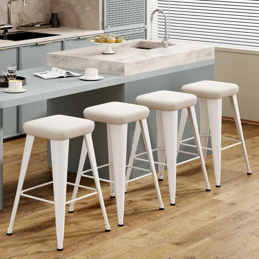 30 Inch Metal Bar Stools with PU Leather Seats, Set of 4 for Home Bar or Kitchen Island Dining
30 Inch Metal Bar Stools with PU Leather Seats, Set of 4 for Home Bar or Kitchen Island Dining