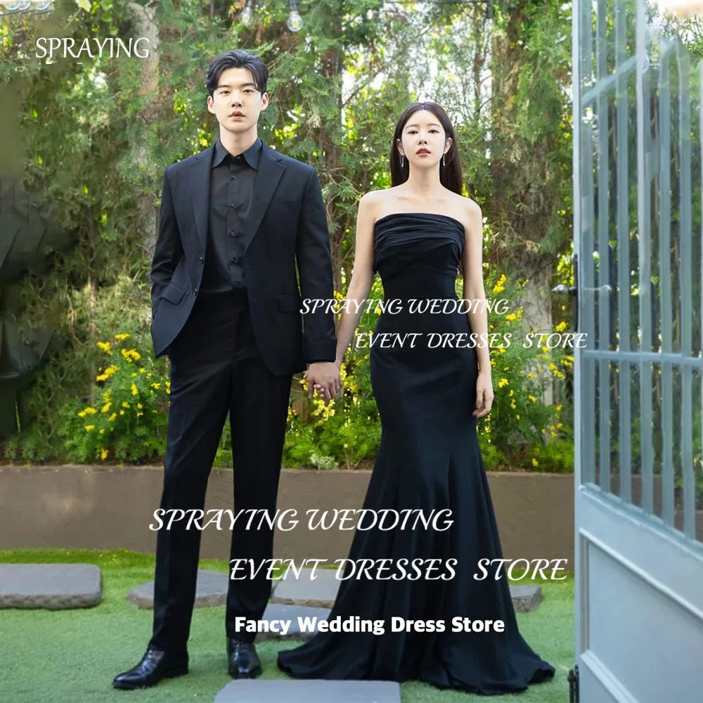 SPRAYING Simple Mermaid Korea Wedding Dress Photo Shoot Strapless Sleeveless Elastic Satin Bridal Gown Pleats Evening Dress
SPRAYING Simple Mermaid Korea Wedding Dress Photo Shoot Strapless Sleeveless Elastic Satin Bridal Gown Pleats Evening Dress