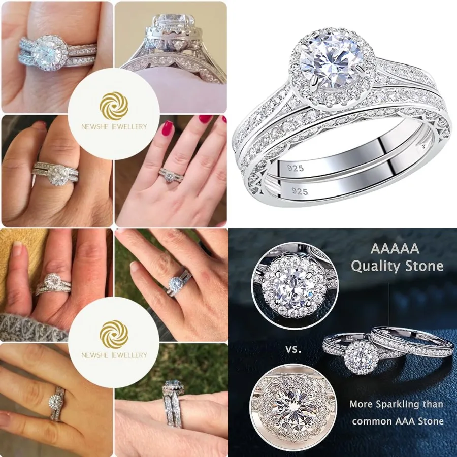 Newshe Jewellery Moissanite Wedding Rings for Women Engagement Ring Bridal Set Round Anniversary Band Promise Size
Newshe Jewellery Moissanite Wedding Rings for Women Engagement Ring Bridal Set Round Anniversary Band Promise Size