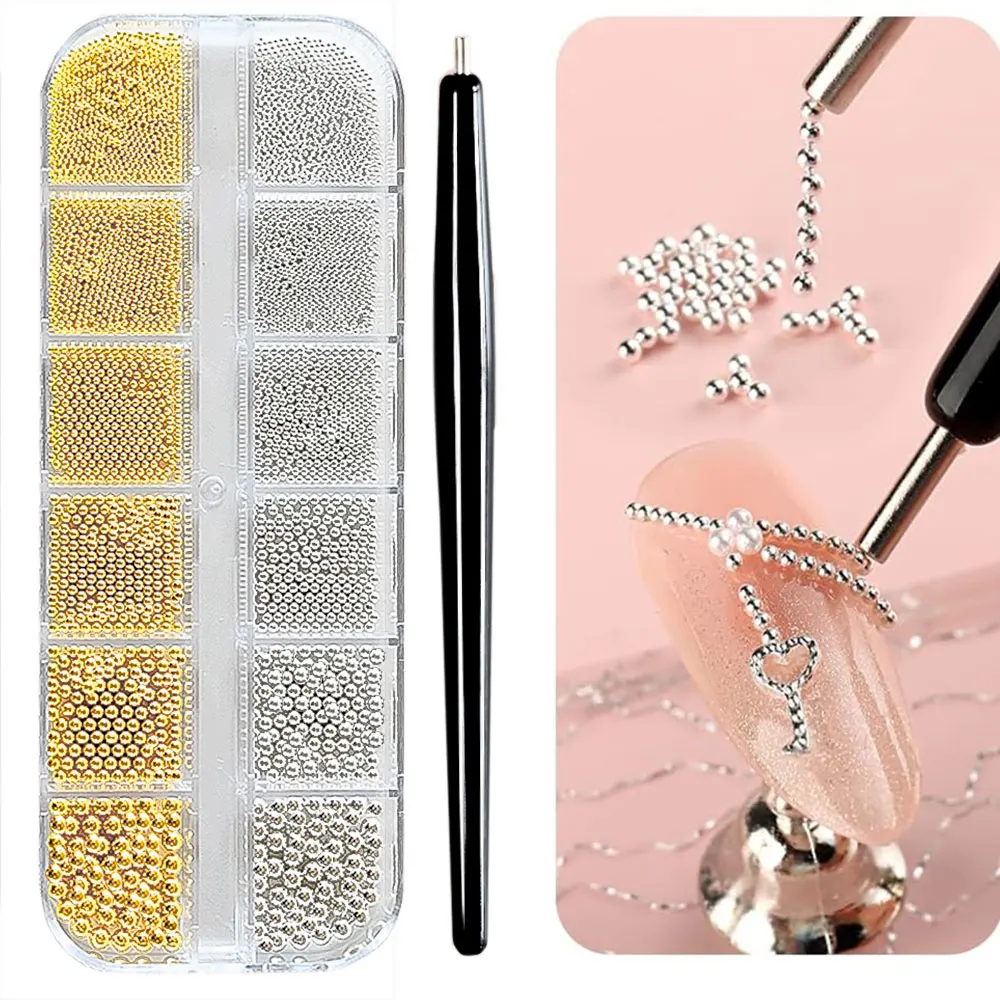 12Grid Gold/Silver Mini Caviar Beads Nail Art Decorations Metal Micro Balls Nail Charm with Magnetic Pen 3D Mini Caviar Nail Gem
12Grid Gold/Silver Mini Caviar Beads Nail Art Decorations Metal Micro Balls Nail Charm with Magnetic Pen 3D Mini Caviar Nail Gem