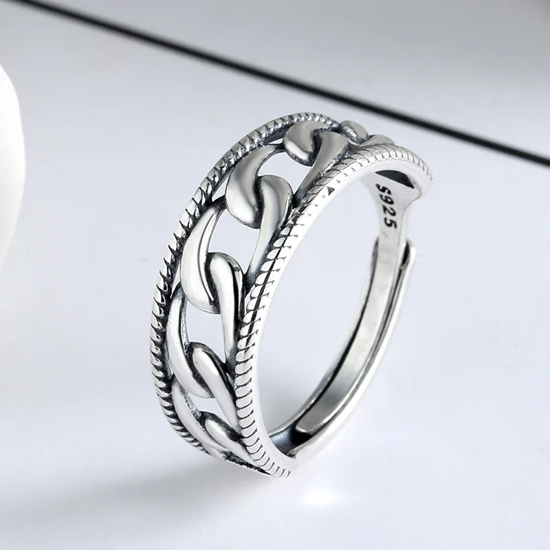 925 Sterling Silver Opening Chain Finger Rings for Women, Elegant and Stylish Style
925 Sterling Silver Opening Chain Finger Rings for Women, Elegant and Stylish Style