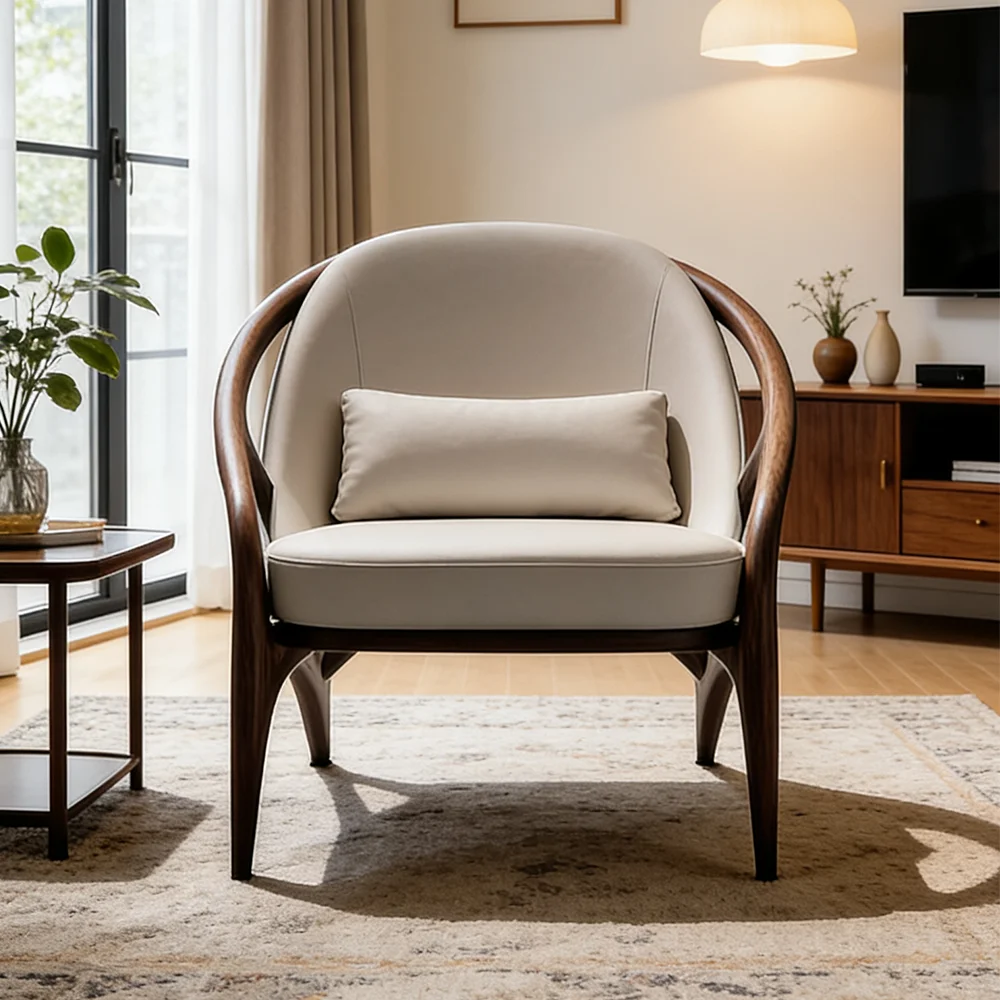 #Modern Curved Solid Wood Accent Chair: Fabric Cushion Included Pillow Ergonomic Lounge Seat For Living Room
#Modern Curved Solid Wood Accent Chair: Fabric Cushion Included Pillow Ergonomic Lounge Seat For Living Room