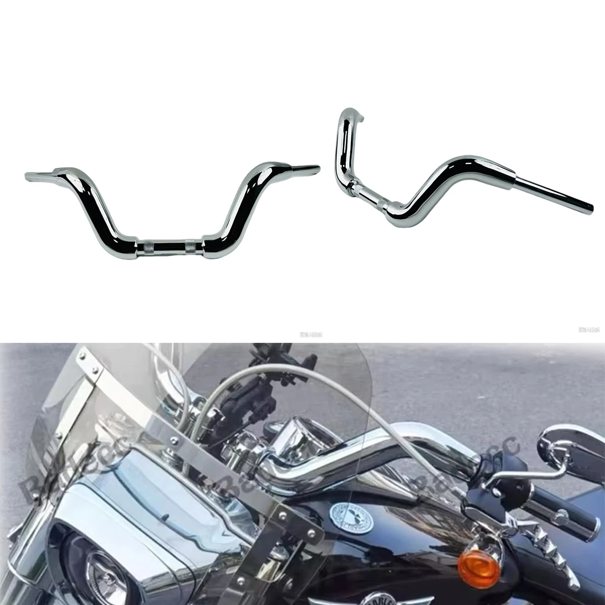 Motorcycle 2 inch Custom Handlebar 8" Rise for Harley Softail Road King Breakout Fat Boy Street Bob Low Rider
Motorcycle 2 inch Custom Handlebar 8" Rise for Harley Softail Road King Breakout Fat Boy Street Bob Low Rider