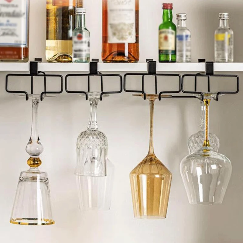 SimpleWrought Iron Creative Red Wine Cup Holder Water Cup Storage Rack Non Perforated High-end Red Wine Cup Storage Rack