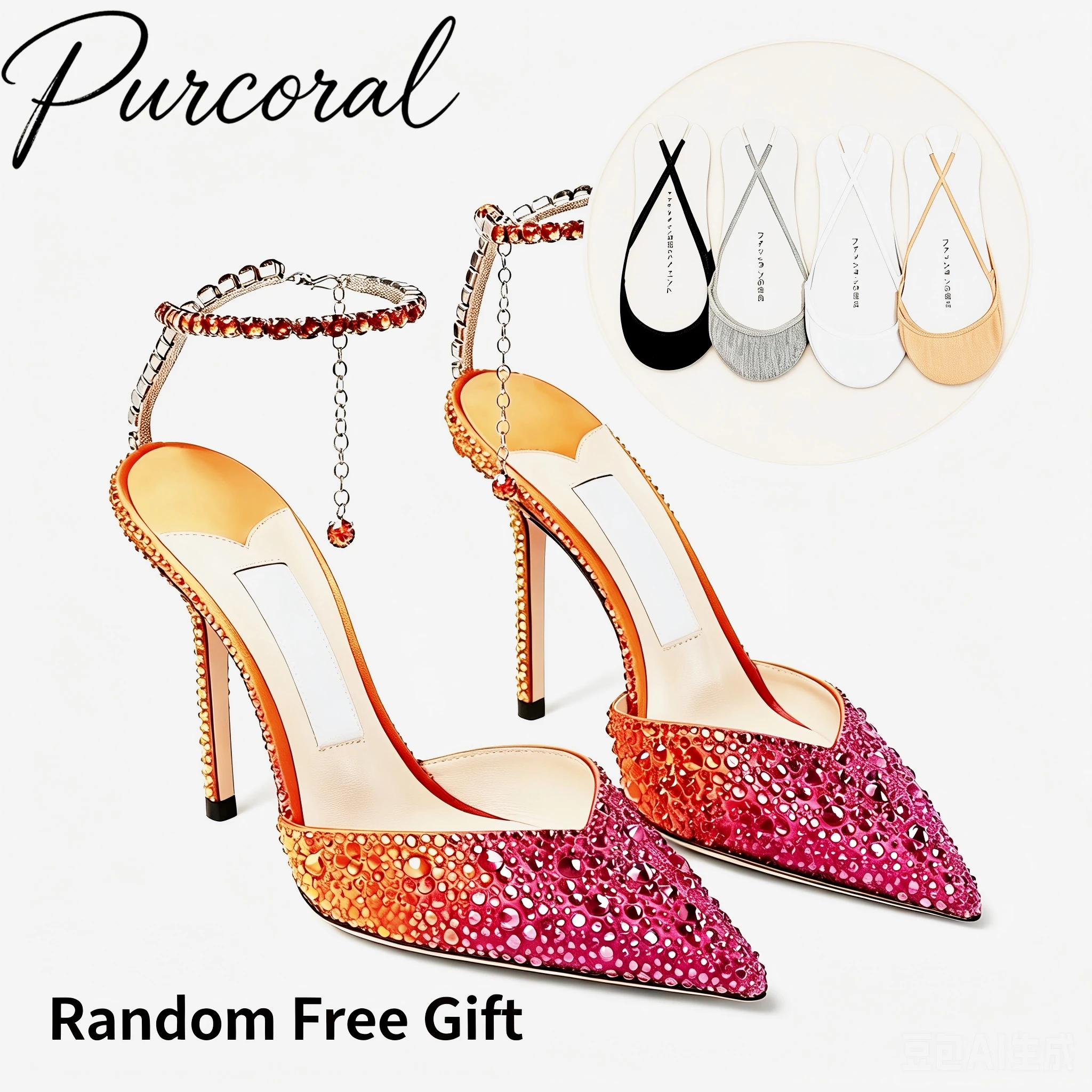 Purcoral Women's Rhinestone Gradient Color High Heels Ankle Strap Pointed Toe Stiletto Heels For Party Wedding Prom
Purcoral Women's Rhinestone Gradient Color High Heels Ankle Strap Pointed Toe Stiletto Heels For Party Wedding Prom