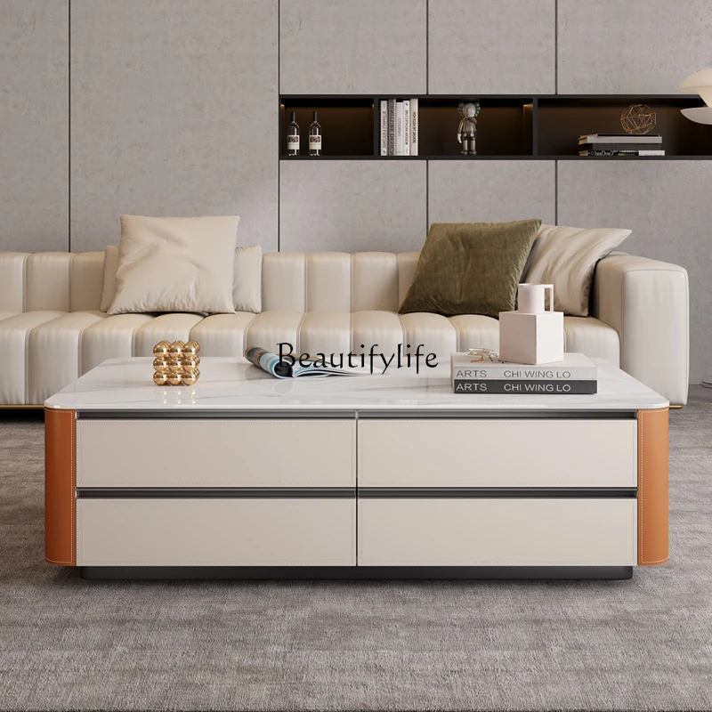 Saddle leather high coffee table modern home living room eight storage coffee table
Saddle leather high coffee table modern home living room eight storage coffee table
