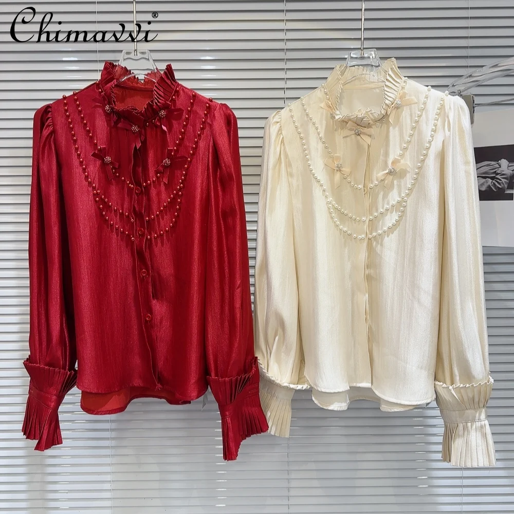 Blouse 2024 Summer New Fashion Pearl Beaded Bowknot Shirt Loose Temperament Ladies Long Sleeves Chiffon Shirt Women's Top
Blouse 2024 Summer New Fashion Pearl Beaded Bowknot Shirt Loose Temperament Ladies Long Sleeves Chiffon Shirt Women's Top