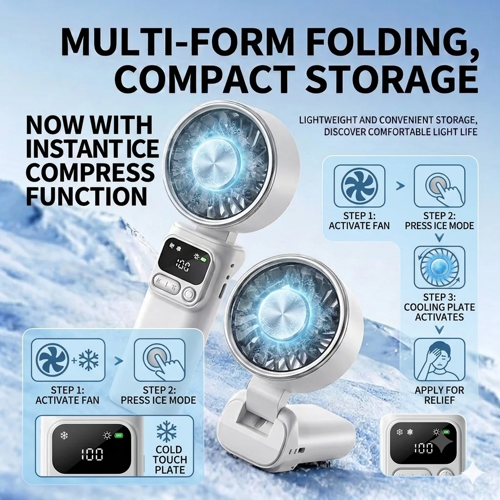 Cold Portable hand-held folding fan - USB charging, freely adjustable wind speed, powerful air supply from a high - speed motor
Cold Portable hand-held folding fan - USB charging, freely adjustable wind speed, powerful air supply from a high - speed motor