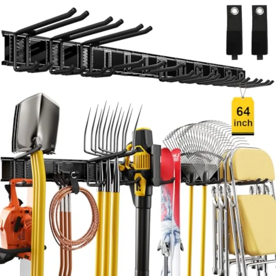 64" Garage Wall Organizer 12 Longer and Thicker Hooks + 2 Straps 900 Lbs Heavy Duty Steel Garden Tool Storage Rack and Garage O
64" Garage Wall Organizer 12 Longer and Thicker Hooks + 2 Straps 900 Lbs Heavy Duty Steel Garden Tool Storage Rack and Garage O