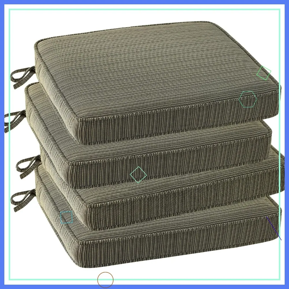 Outdoor Square Seat Cushion 19x19x3 Set of 4 Non-Slip Pads with Removable Cover for Patio Furniture Dark Black Tan Stripe
Outdoor Square Seat Cushion 19x19x3 Set of 4 Non-Slip Pads with Removable Cover for Patio Furniture Dark Black Tan Stripe