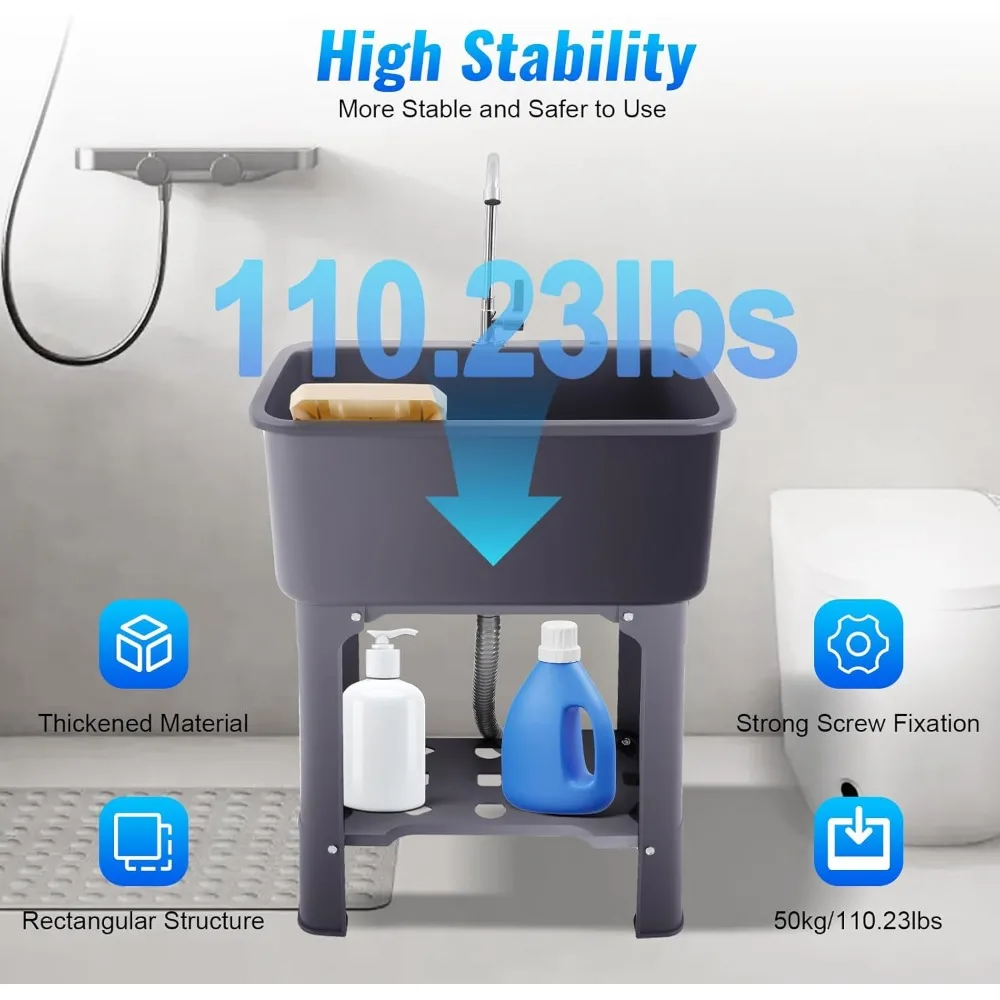 Раковина для прачечной Раковины для прачечной с одной чашей с стиральной доской и 360° ° Вращающийся смеситель Большой Отдельностоящий
Раковина для прачечной Раковины для прачечной с одной чашей с стиральной доской и 360° ° Вращающийся смеситель Большой Отдельностоящий