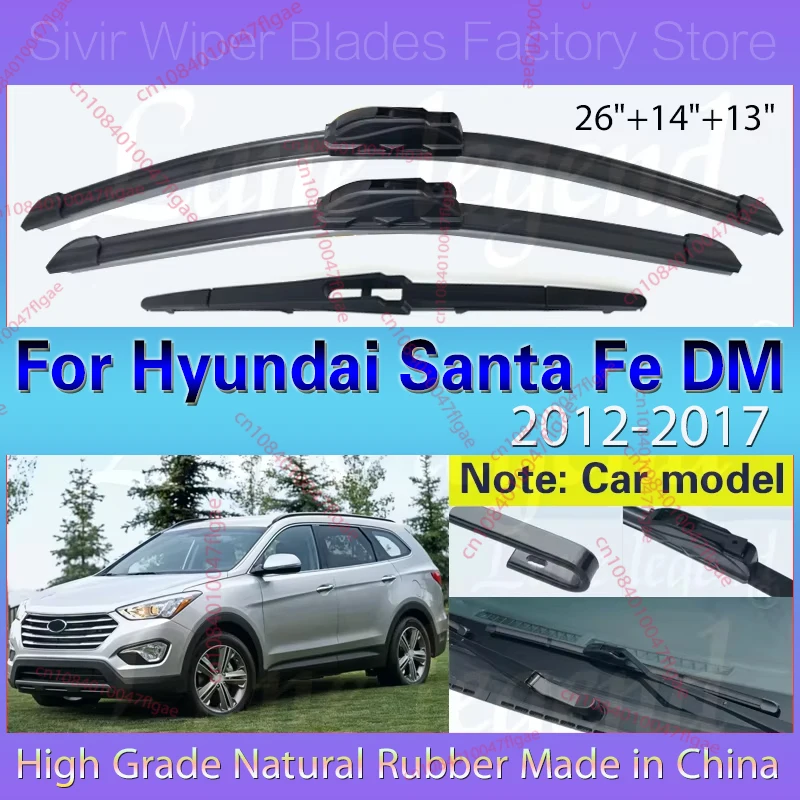 Wiper Front Rear Wiper Blades Set Kit For Hyundai Santa Fe DM 2012 - 2017 Windshield Windscreen Window 26"14"13" Car Accessories
Wiper Front Rear Wiper Blades Set Kit For Hyundai Santa Fe DM 2012 - 2017 Windshield Windscreen Window 26"14"13" Car Accessories