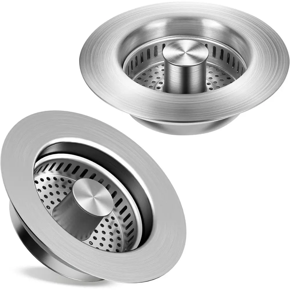 2-Pack 304 Stainless Steel Sink Drain Strainer, Anti-Gurgling Stopper for Kitchen Sinks
2-Pack 304 Stainless Steel Sink Drain Strainer, Anti-Gurgling Stopper for Kitchen Sinks
