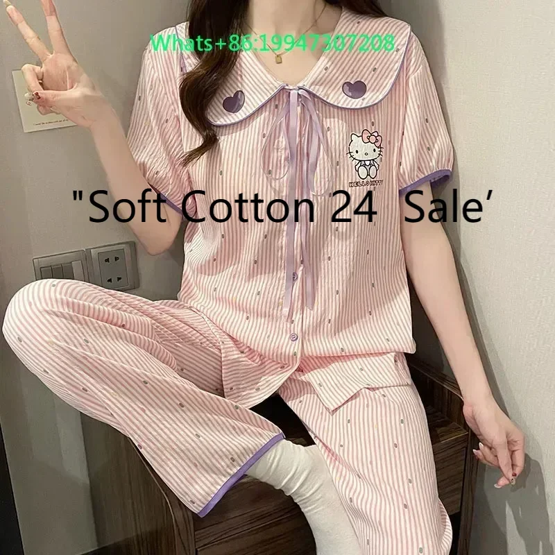 Hello Kitty pajamas with chest pads New cotton cartoon Sanrio three-piece set Bow Hello Kitty women pajamas Homewear set
Hello Kitty pajamas with chest pads New cotton cartoon Sanrio three-piece set Bow Hello Kitty women pajamas Homewear set