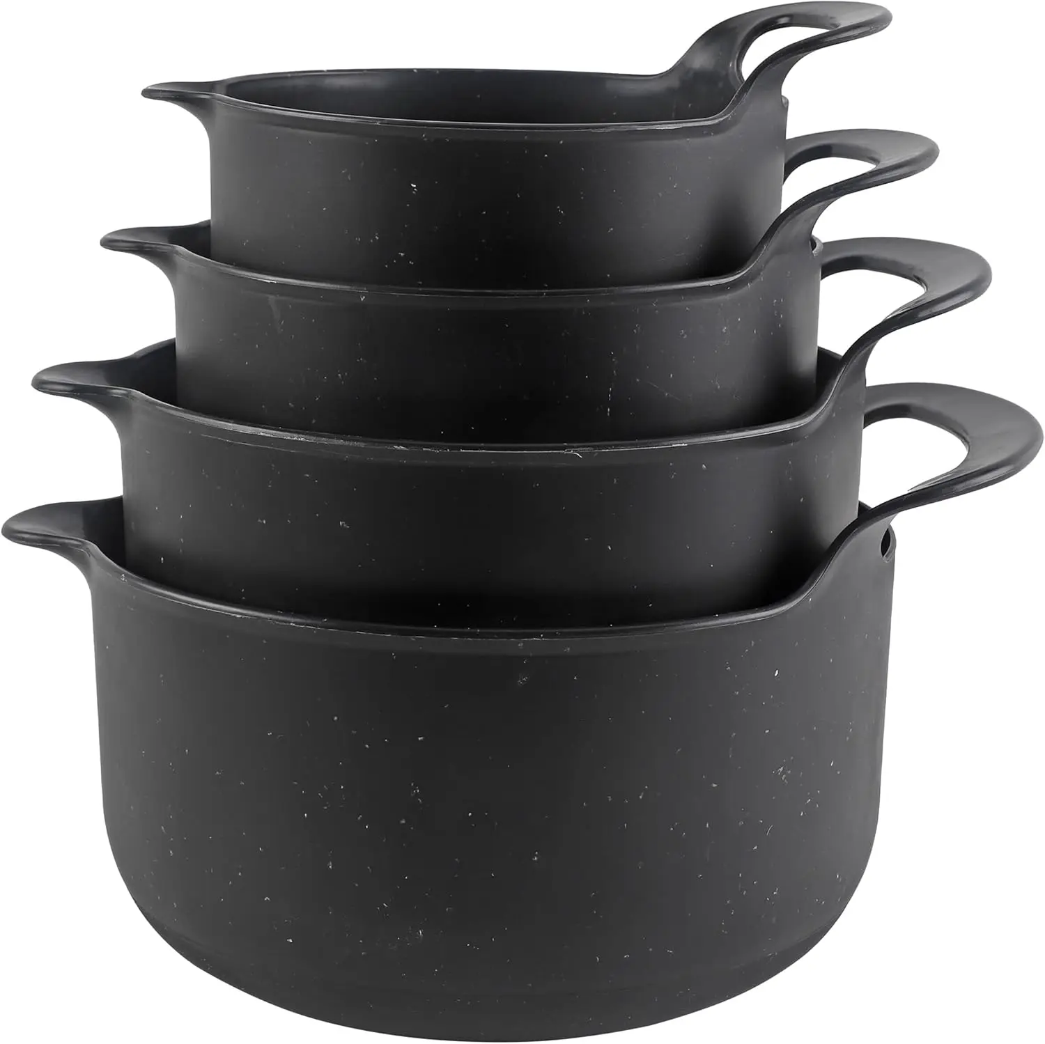 4-Piece Non-Slip Mixing Bowl Set with Pour Spouts & Handles, Black Speckled, Nesting
4-Piece Non-Slip Mixing Bowl Set with Pour Spouts & Handles, Black Speckled, Nesting