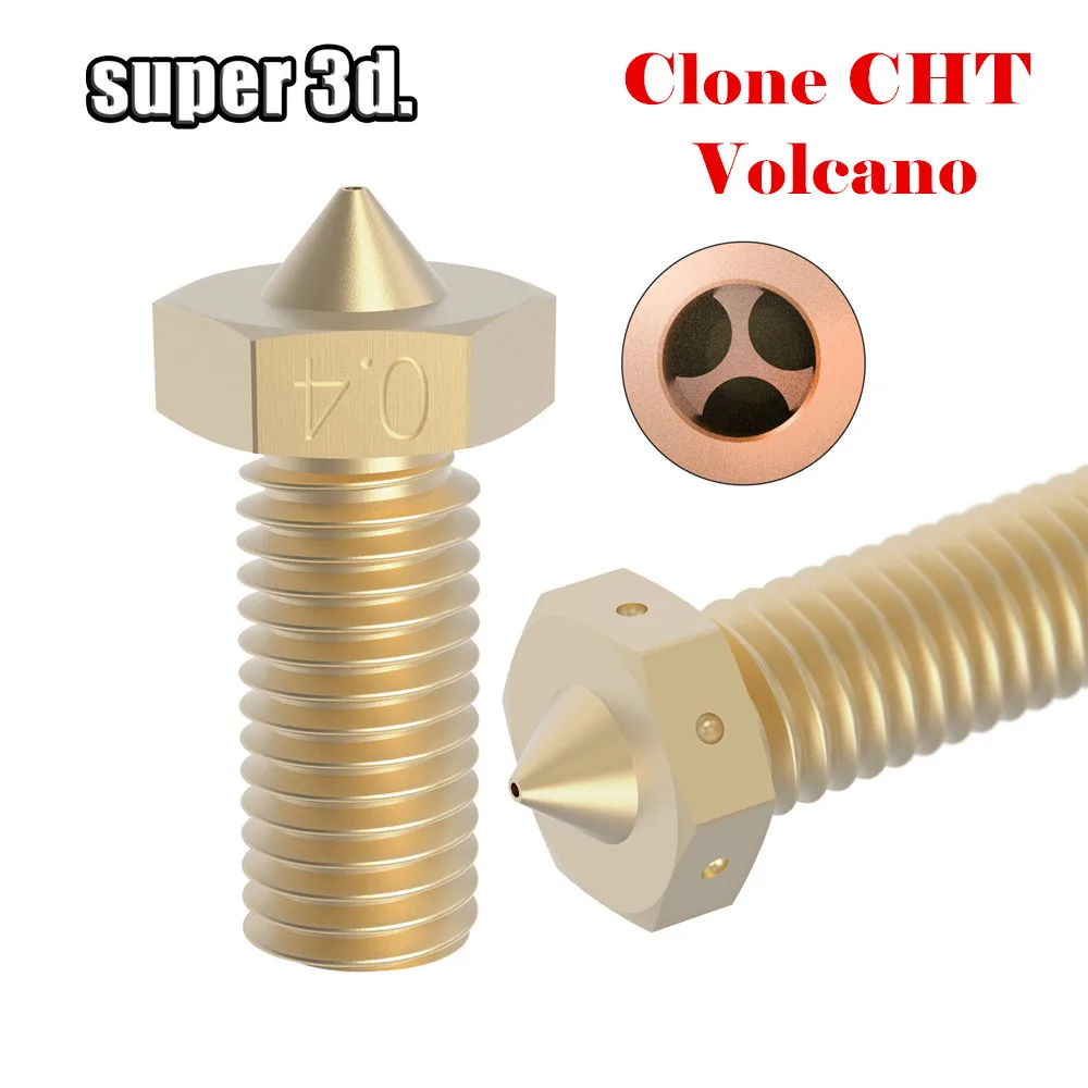 Clone CHT Volcano Nozzle 0.4/0.6/0.8mm Brass Nozzles High Flow Three-eyes Print Head For Ender 3 3D Printer Parts Volcano Nozzle
Clone CHT Volcano Nozzle 0.4/0.6/0.8mm Brass Nozzles High Flow Three-eyes Print Head For Ender 3 3D Printer Parts Volcano Nozzle