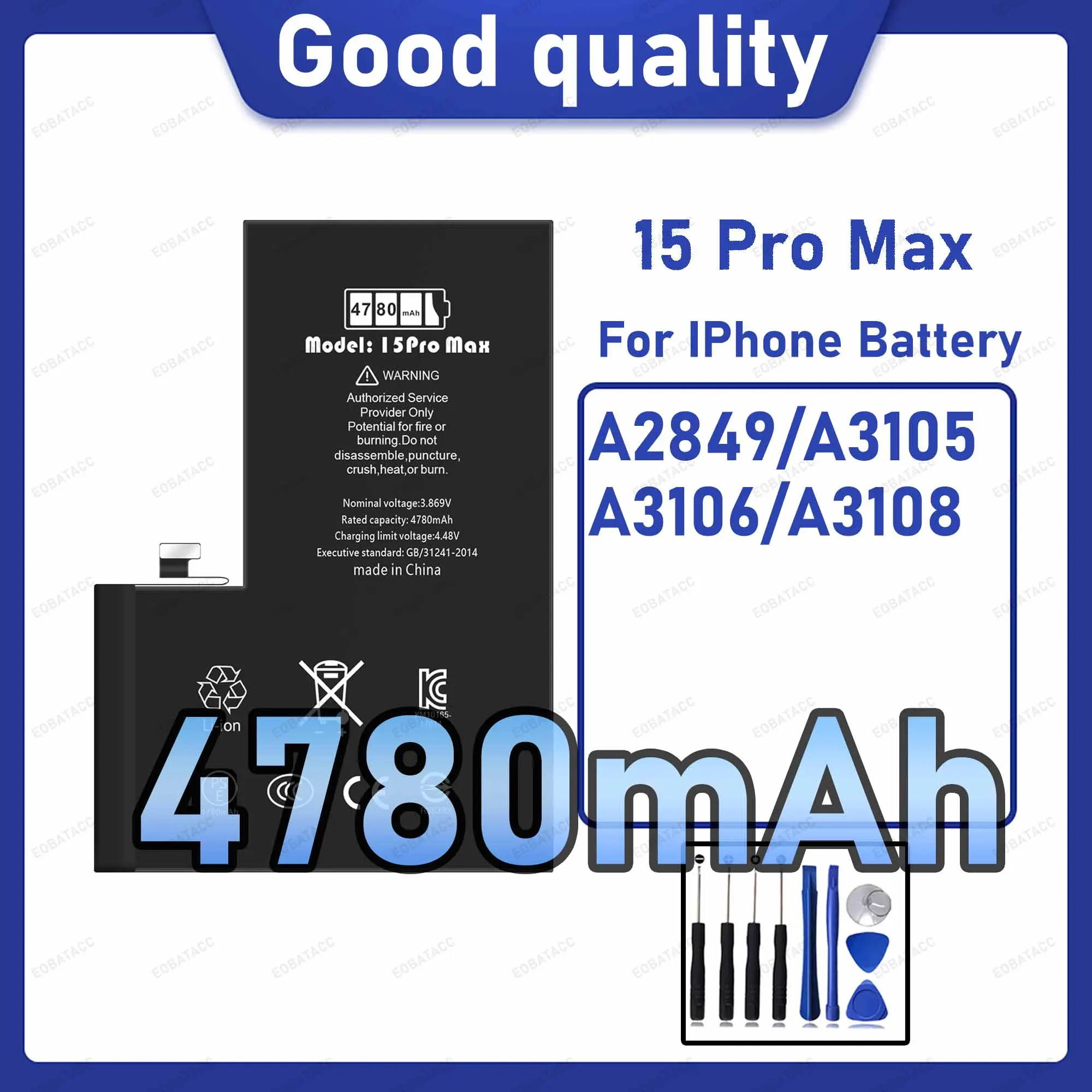 4780mAh Diagnostic Battery show genuine part no pop up message for iPhone 15 Pro Max battery
4780mAh Diagnostic Battery show genuine part no pop up message for iPhone 15 Pro Max battery