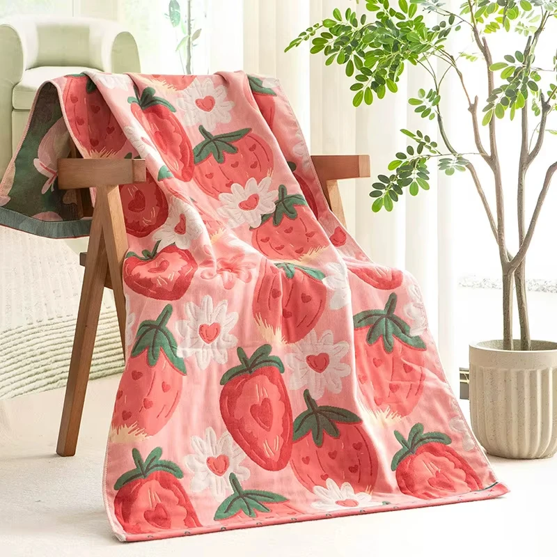 Cartoon Strawberry Cotton Big Towel for Bath for Kids Men Women Bathroom Luxury Five-layer Gauze Super Absorbent Towel 80×160CM
Cartoon Strawberry Cotton Big Towel for Bath for Kids Men Women Bathroom Luxury Five-layer Gauze Super Absorbent Towel 80×160CM