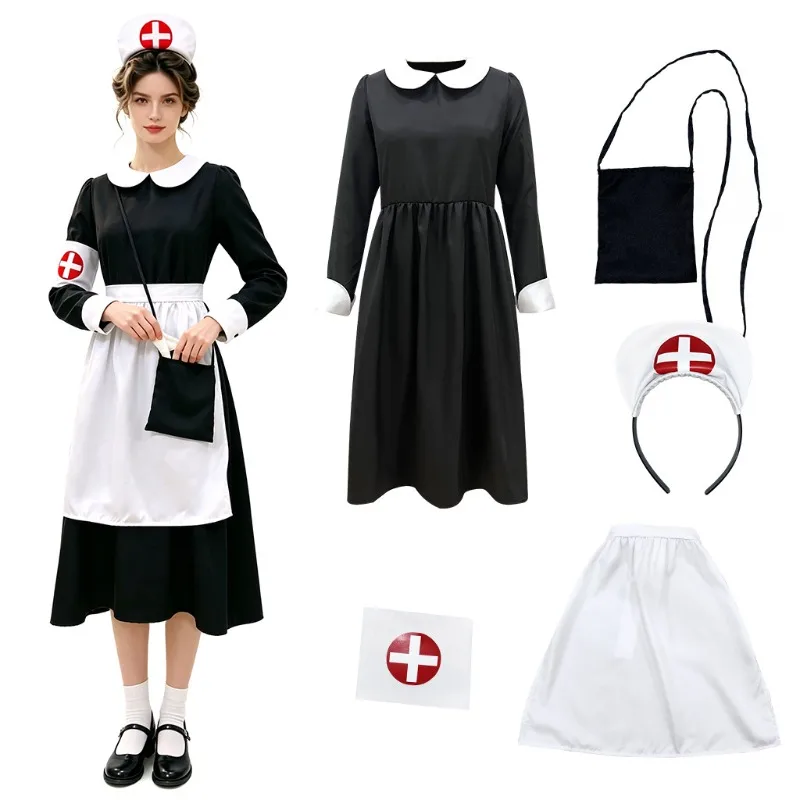 Nurse Cosplay Doctor Costume Black White Dress Work Uniform Family Outfits for Women Halloween Theme Party
Nurse Cosplay Doctor Costume Black White Dress Work Uniform Family Outfits for Women Halloween Theme Party