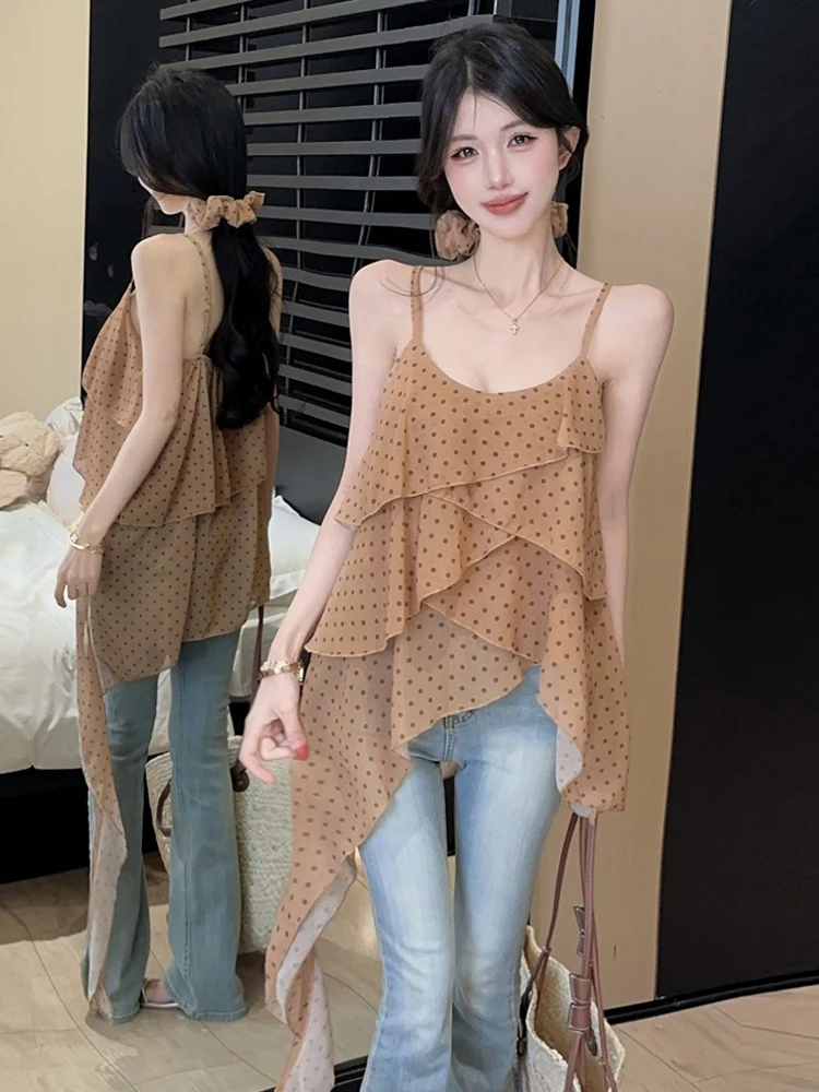 Retro Sexy Polka Dot Print Mesh Strap Vest Loose Slimming Hem Top Women's Matching Rope V-neck Backless Breathable Summer Cas...
Retro Sexy Polka Dot Print Mesh Strap Vest Loose Slimming Hem Top Women's Matching Rope V-neck Backless Breathable Summer Cas...