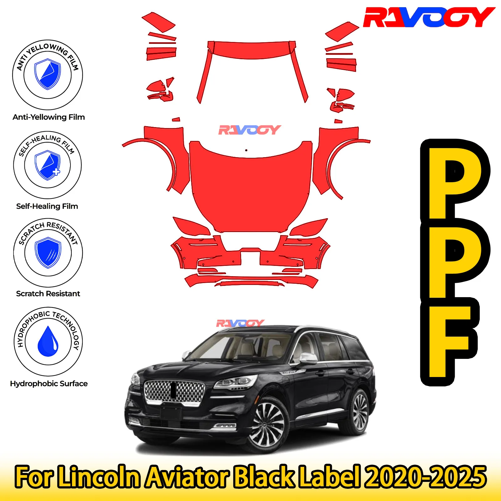 Для Lincoln Aviator Black Label 2020-2025 глянцевая матовая черная предварительно вырезанная передняя защитная пленка PPF Kit
Для Lincoln Aviator Black Label 2020-2025 глянцевая матовая черная предварительно вырезанная передняя защитная пленка PPF Kit