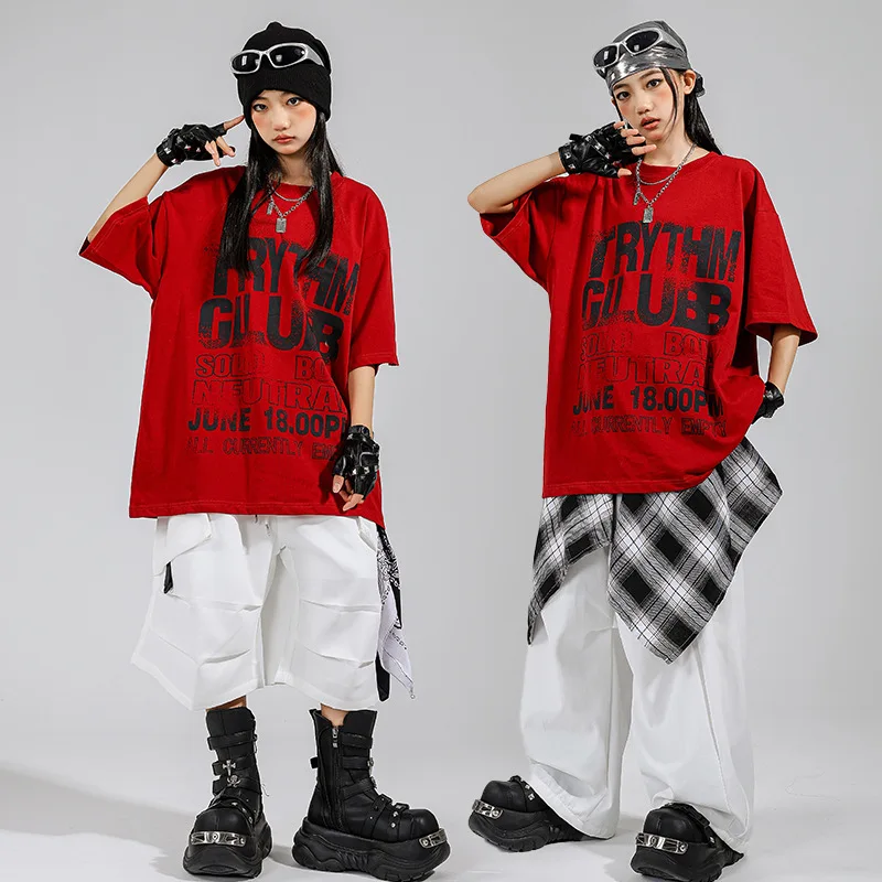Kid Kpop Hip Hop Clothing Red Letters T Shirt White Casual Parachute Pants Cargo Shorts for Girl Boy Jazz Dance Costume Clothes
Kid Kpop Hip Hop Clothing Red Letters T Shirt White Casual Parachute Pants Cargo Shorts for Girl Boy Jazz Dance Costume Clothes