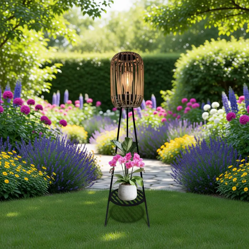 Metal Outdoor Floor Lamps with Waterproof Rattan Lights, Plant Stand, Porch Lantern, Patio Deck Yard Garden Porch
Metal Outdoor Floor Lamps with Waterproof Rattan Lights, Plant Stand, Porch Lantern, Patio Deck Yard Garden Porch