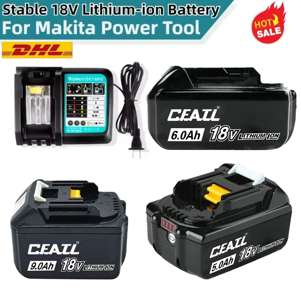 18V Battery 5.0Ah 6.0Ah 9.0Ah 18650 Lithium Ion Replacement BL1860B BL1860 BL1850 Rechargeable Power Tool Battery DD
18V Battery 5.0Ah 6.0Ah 9.0Ah 18650 Lithium Ion Replacement BL1860B BL1860 BL1850 Rechargeable Power Tool Battery DD