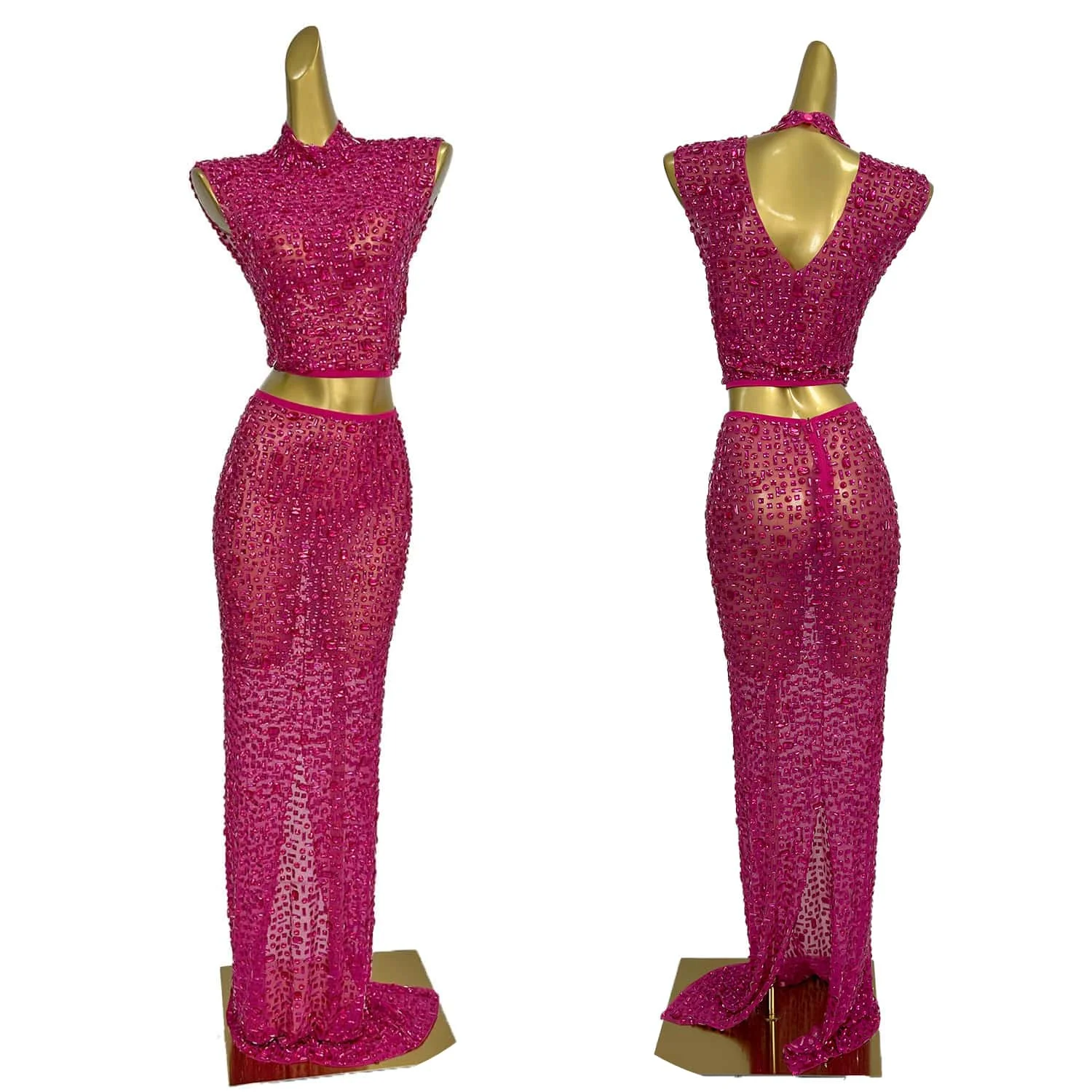 Women's Full Diamonds Prom Dress Top + Skirt Set Sexy Stretch Outfit Dance Stage Birthday Celebrate Costume Party Wear Gesebei
Women's Full Diamonds Prom Dress Top + Skirt Set Sexy Stretch Outfit Dance Stage Birthday Celebrate Costume Party Wear Gesebei