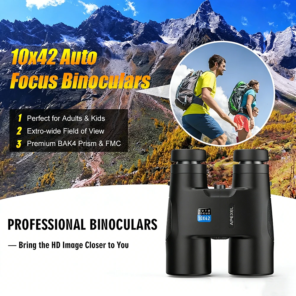 APEXEL Fixed-Focus Binoculars 10X42MM Auto Focus Binoculars Telescope BaK4 Optics for Camping/Hiking/Sports & Fishing
APEXEL Fixed-Focus Binoculars 10X42MM Auto Focus Binoculars Telescope BaK4 Optics for Camping/Hiking/Sports & Fishing