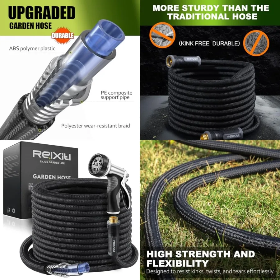 Garden Hose, Flexible Water Hose, Ultra Lightweight Non-Expanding hose with 10 Function Sprayer, Leak proof, Pressure Resistant
Garden Hose, Flexible Water Hose, Ultra Lightweight Non-Expanding hose with 10 Function Sprayer, Leak proof, Pressure Resistant