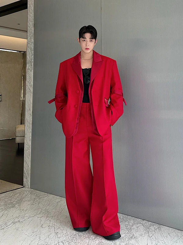 Spring Autumn High-End Detachable Tie Suit Set with Sve Straps Decorative Wide Leg Pants Fake Two-Piece Suits for Men
Spring Autumn High-End Detachable Tie Suit Set with Sve Straps Decorative Wide Leg Pants Fake Two-Piece Suits for Men