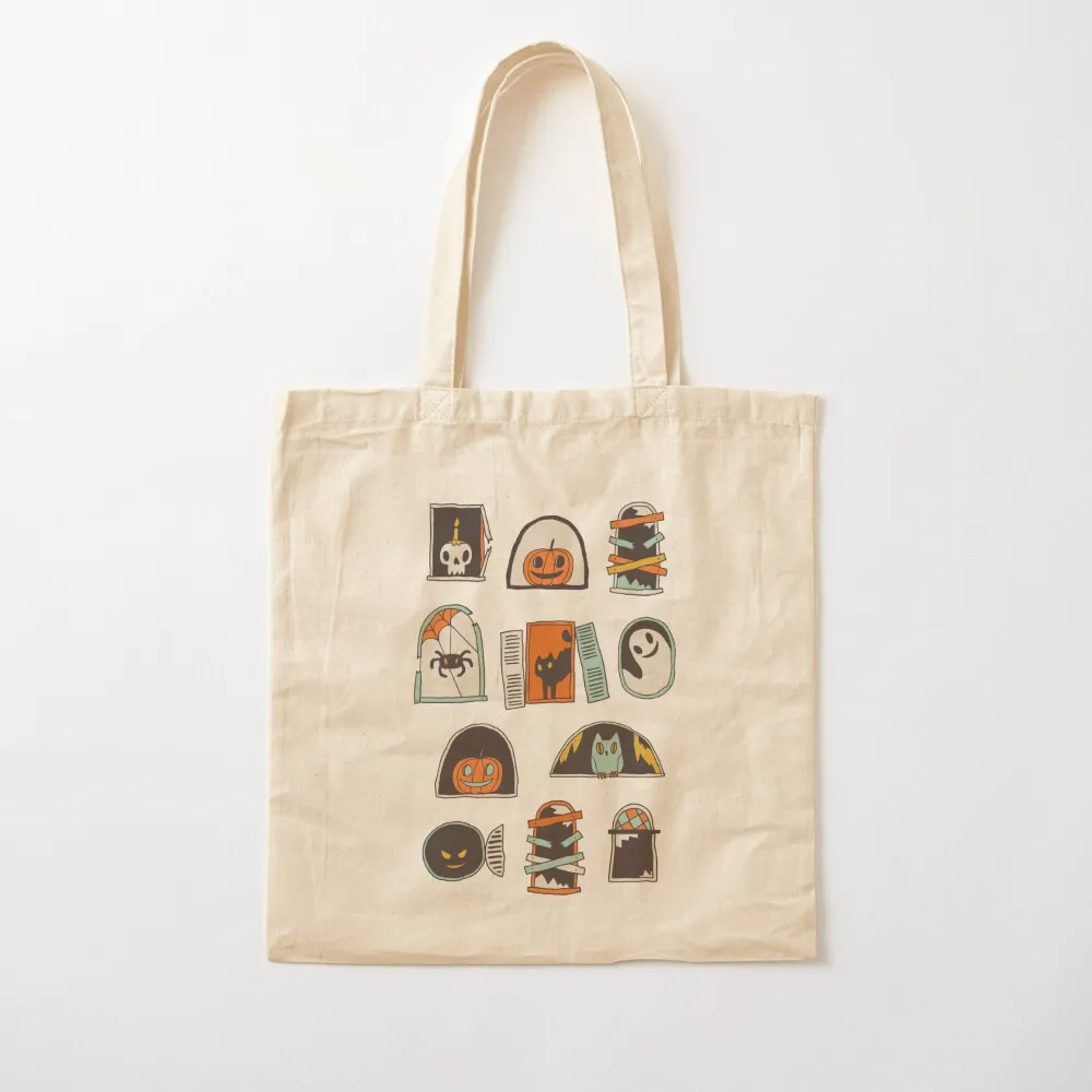 Halloween windows with ghost, black cat, spider, pumpkin Tote Bag cloth bag woman shopping trolley bag Canvas Tote
Halloween windows with ghost, black cat, spider, pumpkin Tote Bag cloth bag woman shopping trolley bag Canvas Tote
