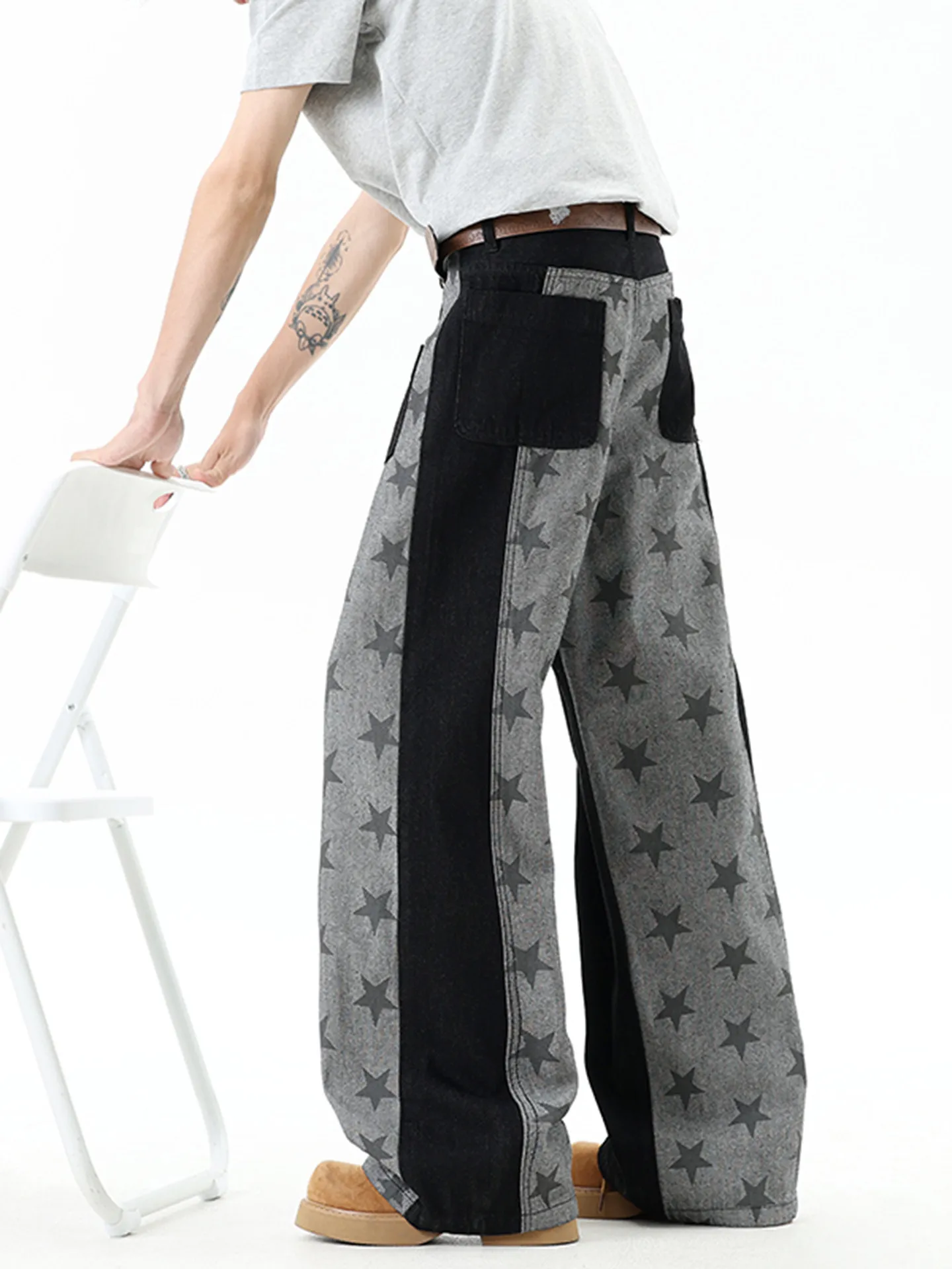 Retro American Spliced Star Print Straight Leg Jeans Casual Men's Clothing High-End Feelings Summer Season Unisex Jeans
Retro American Spliced Star Print Straight Leg Jeans Casual Men's Clothing High-End Feelings Summer Season Unisex Jeans