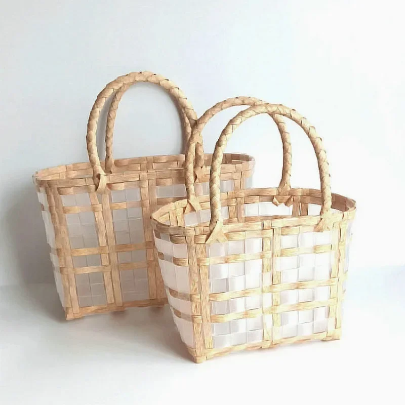 Cute Plaid Woven Shopping Bags Fruit Snacks Outdoor Camping Storage Basket Portable Vegetable Bags See-through Beach Tote Bags
Cute Plaid Woven Shopping Bags Fruit Snacks Outdoor Camping Storage Basket Portable Vegetable Bags See-through Beach Tote Bags
