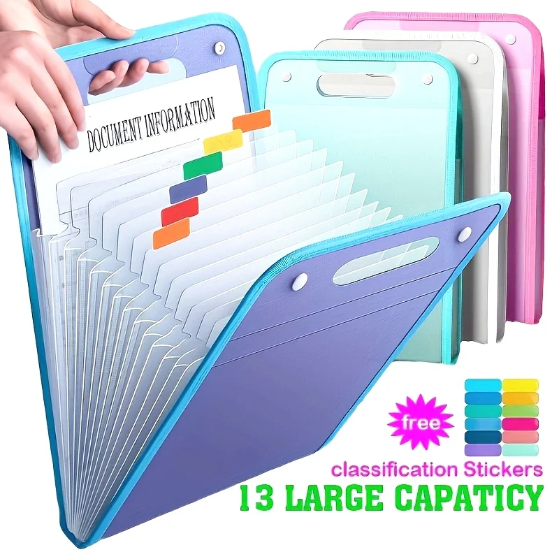 13-Layer A4 Clip Accordion File Folder,Contemporary Style, Student Document Organizer with Free Classification Stickers
13-Layer A4 Clip Accordion File Folder,Contemporary Style, Student Document Organizer with Free Classification Stickers