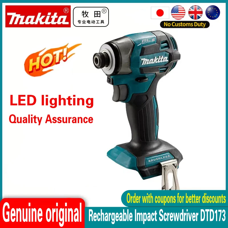 Makita DTD173 Brushless Impact Driver Rechargeable Screwdriver Drills Cordless Power Tools 18V BL Motor Tools
Makita DTD173 Brushless Impact Driver Rechargeable Screwdriver Drills Cordless Power Tools 18V BL Motor Tools