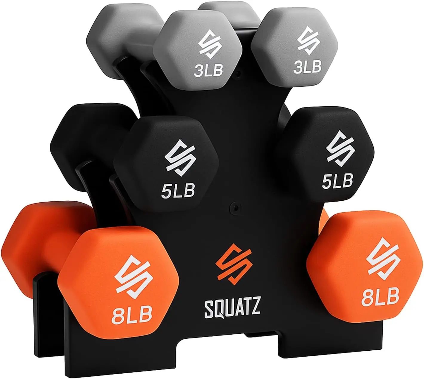 32lbs Dumbbell Set with Stand, 3 Pairs Neoprene Coated Weights for Home Gym Workout
32lbs Dumbbell Set with Stand, 3 Pairs Neoprene Coated Weights for Home Gym Workout