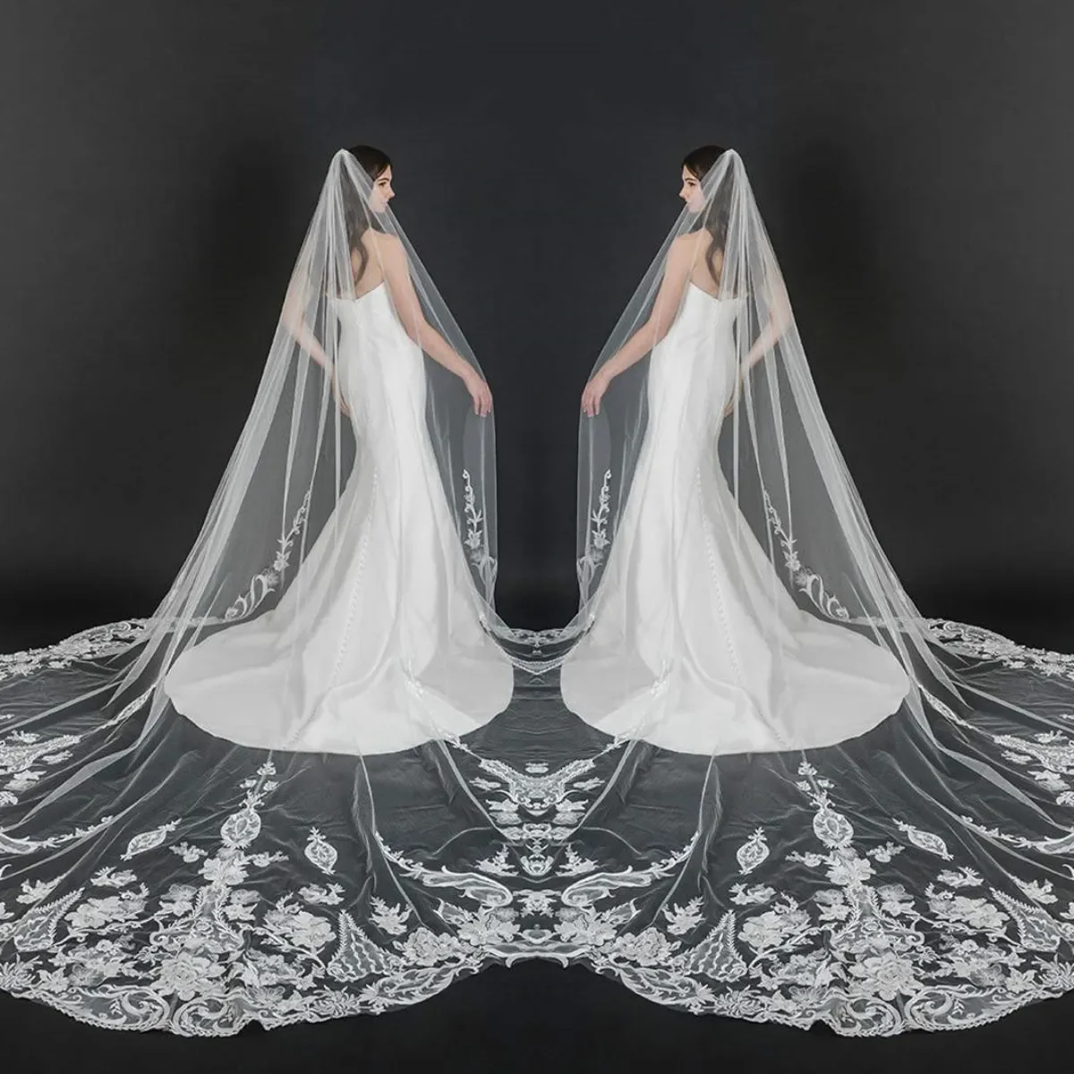 Customized Modern Wedding Veils Appliques Lace One Layer Cathedral Length Bride Veil Applique Edge With Comb Bridal Accessories
Customized Modern Wedding Veils Appliques Lace One Layer Cathedral Length Bride Veil Applique Edge With Comb Bridal Accessories